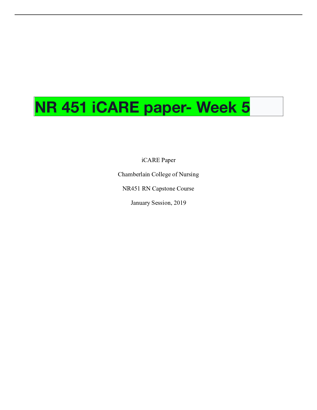 Preview of NR 451 iCARE paper- Week 5